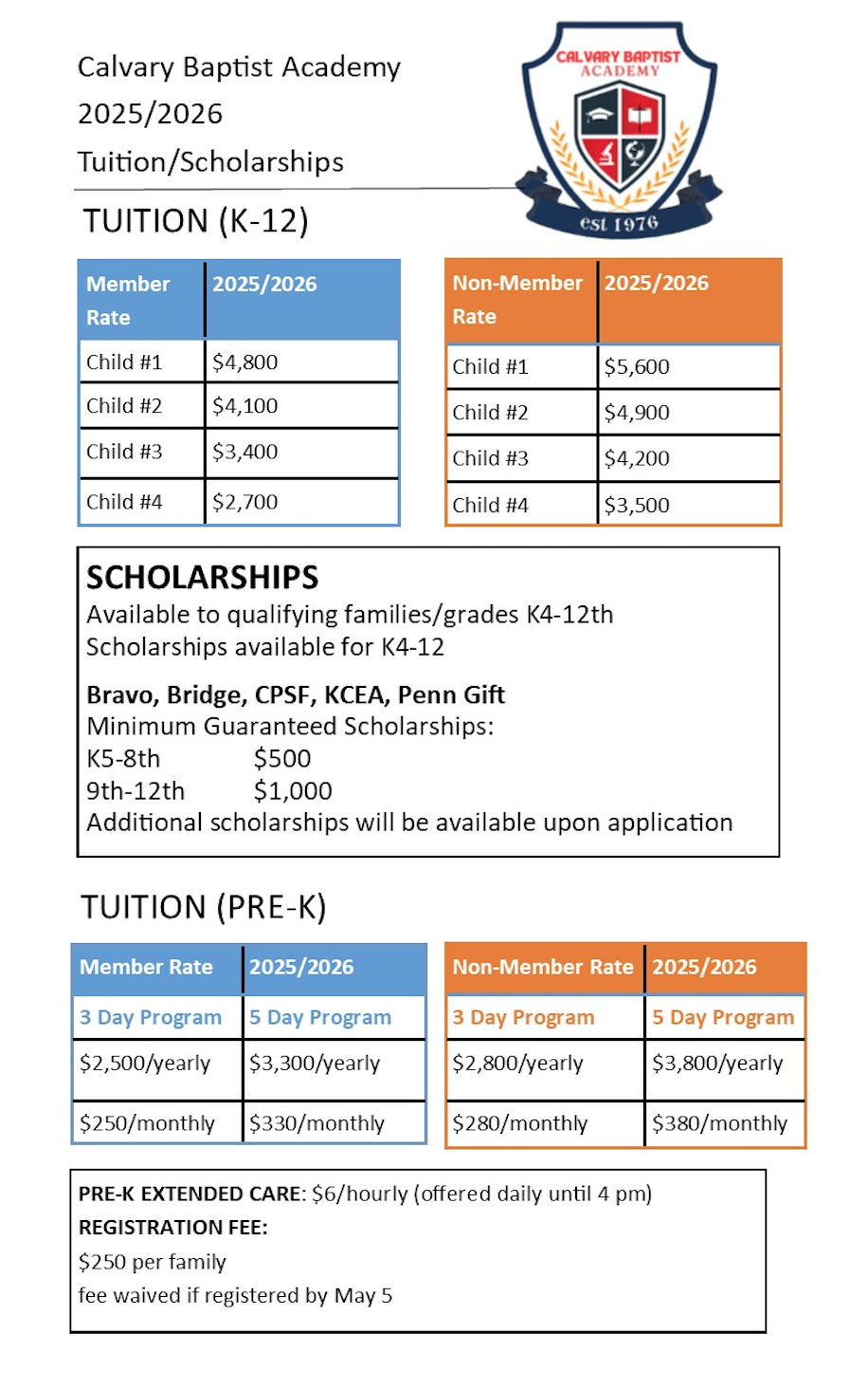 Tuition Fees 2025-2026